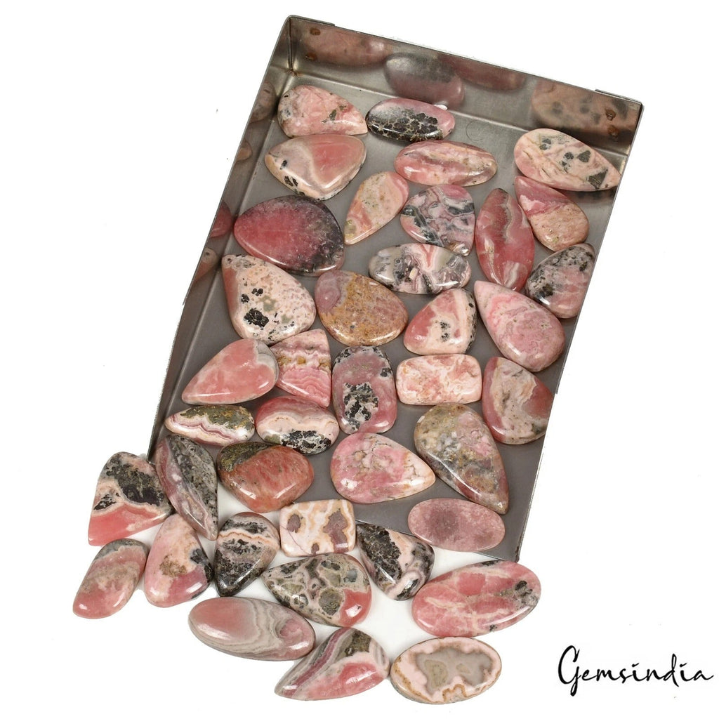 Natural Pink Rhodochrosite Mix Cabochon Loose Stone Lot 39 Pcs 16-30MM 680 Cts