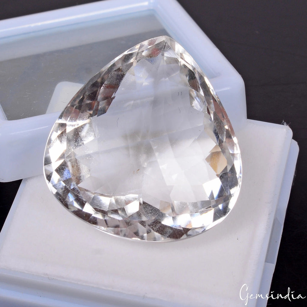 Quartz Loose Gemstone, White — 31x29x16mm, 79.40 Ct, Madagascar