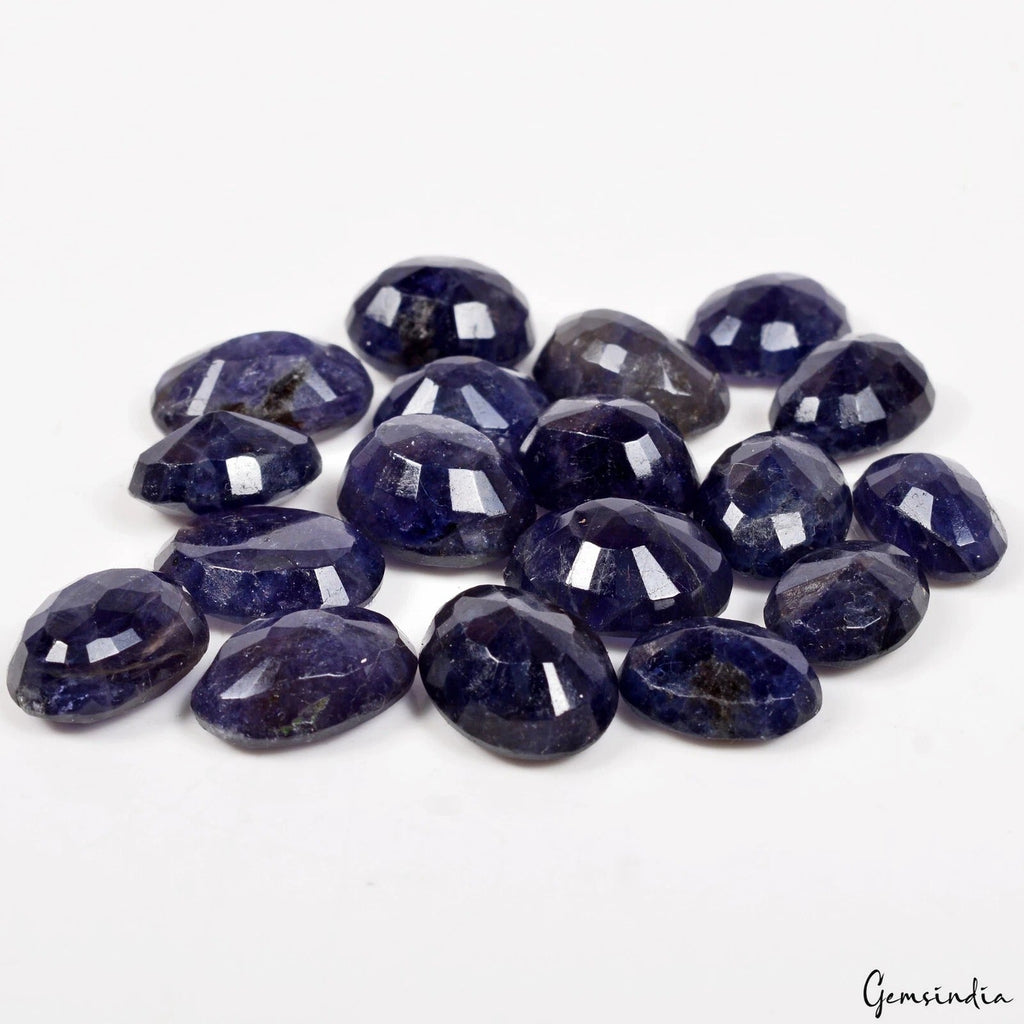101.20 Cts/18 Pcs Natural Untreated Dark Blue Iolite Oval Loose Gems For Jewelry