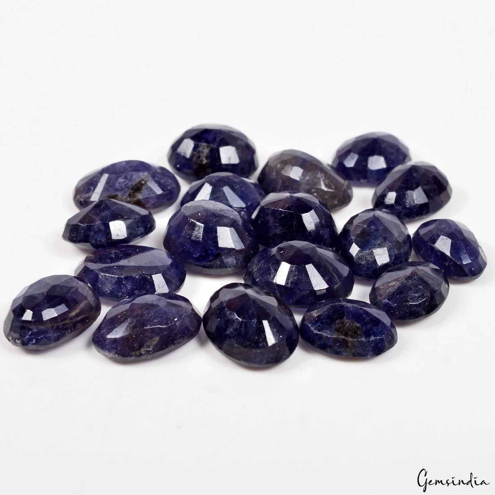 101.20 Cts/18 Pcs Natural Untreated Dark Blue Iolite Oval Loose Gems For Jewelry