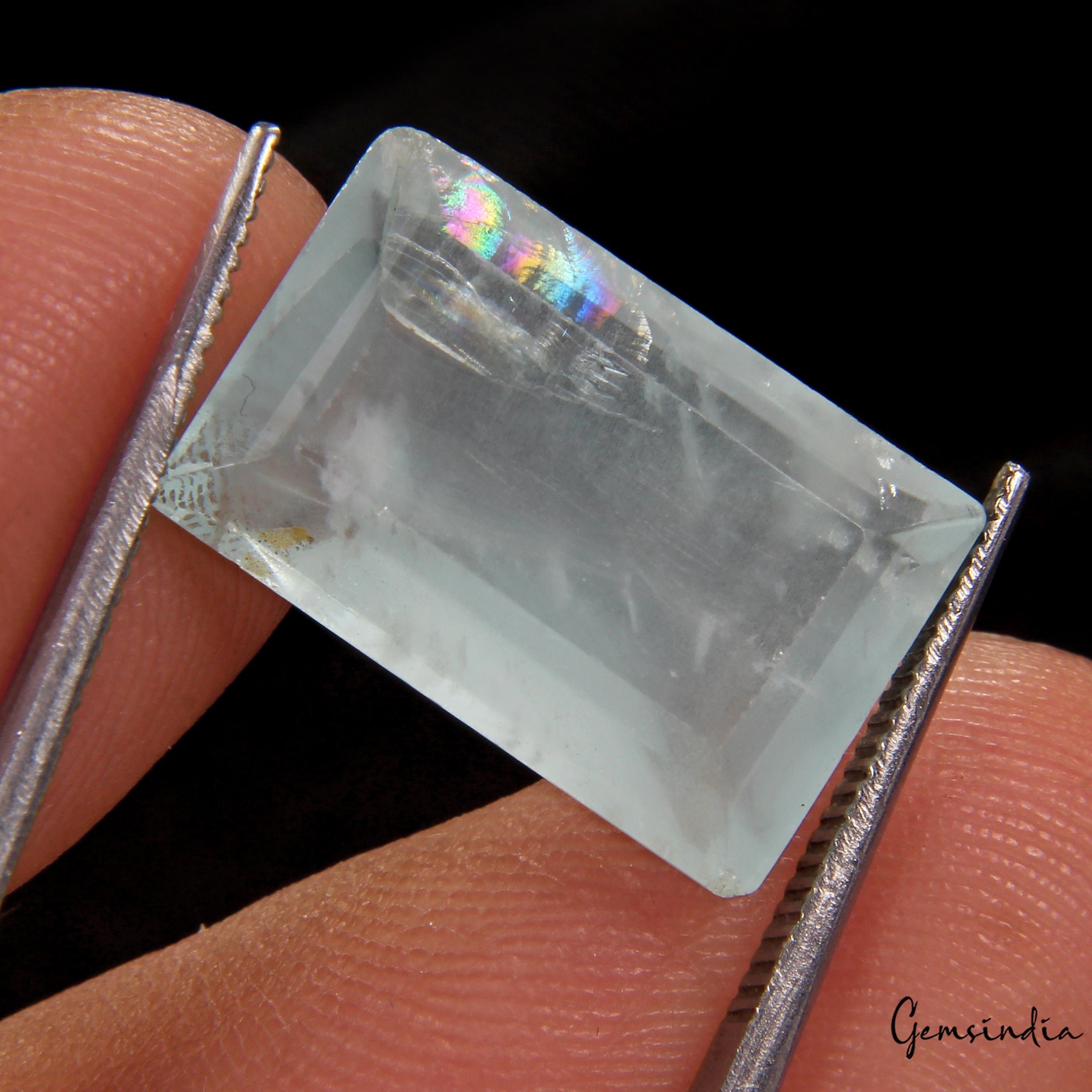 Certified 9.70Ct AAA Natural Rainbow Shine Blue Aquamarine Loose Emerald Cut Gem
