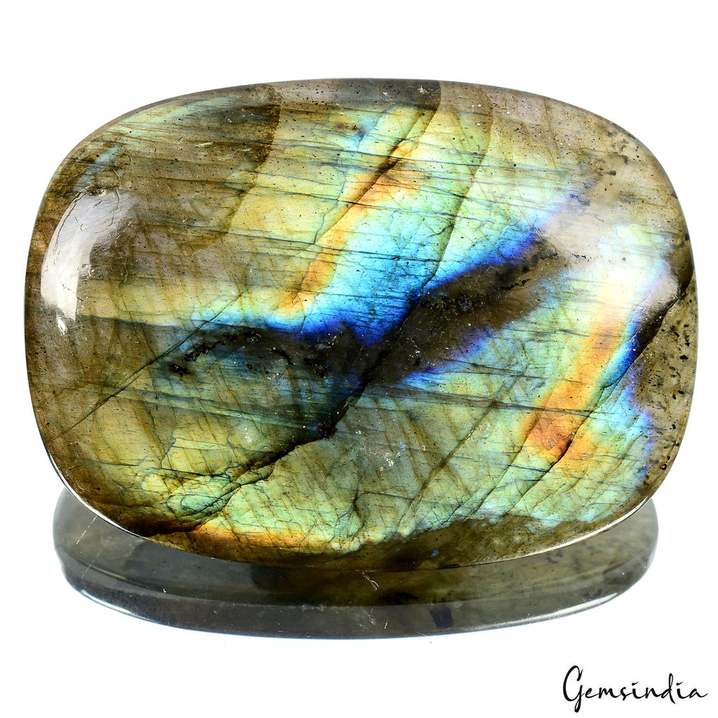 Certified 139.80 Cts. Natural Labradorite Flashy Cushion Cabochon Loose Gemstone