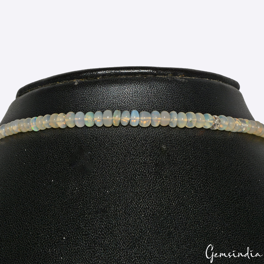 17" Natural Welo Fire Ethiopian Opal Rondelle Beaded Handmade Necklace ~33.60 Ct