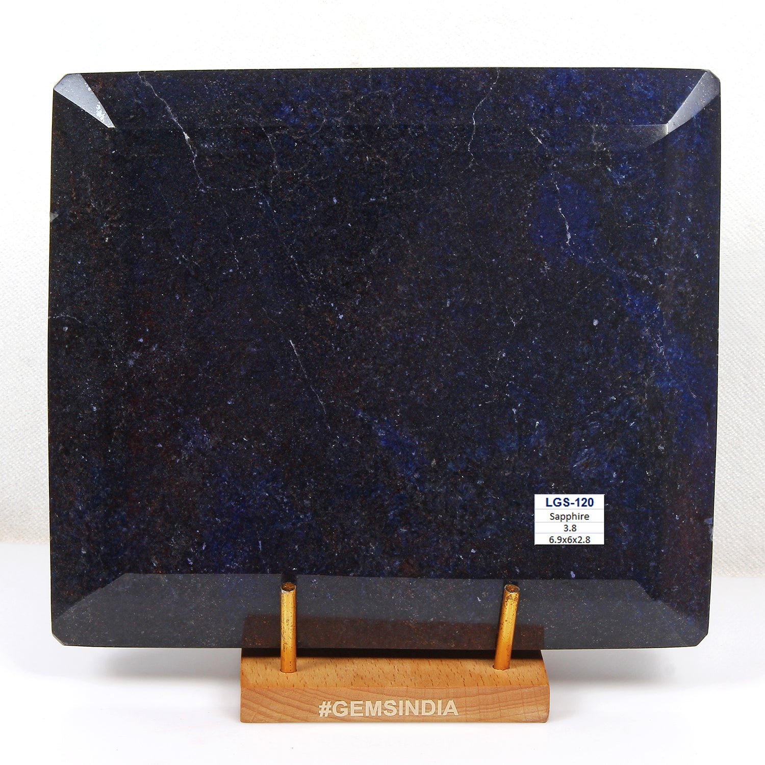 Blue Sapphire Rough, Octagon Cut, Color Enhanced — 6.9x6x2.8 Inches, 3.8 Kg (19000 Ct), Madagascar