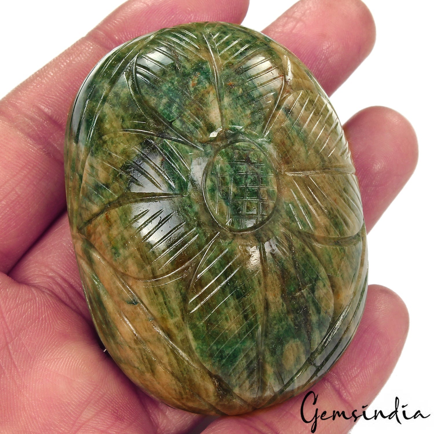 860 Ct Natural Green Brazilian Emerald Oval Cut Both Side Carving Loose Gemstone