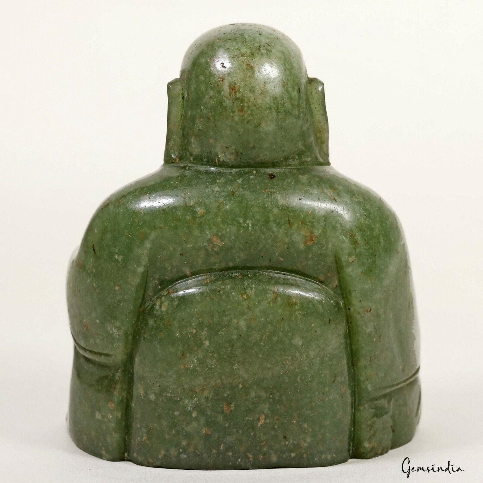 1430Ct Natural Untreated Aventurine Laughing Buddha Sculpture Hand Carved Gem 3"
