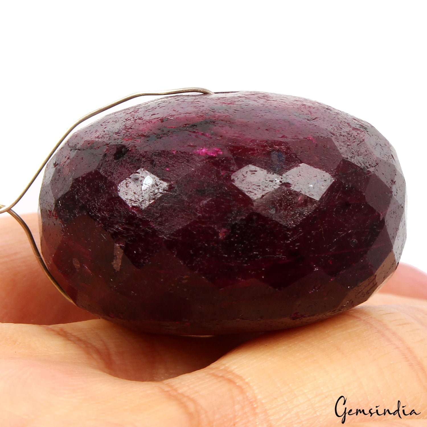 240 Ct Natural African Red Ruby Round Checker Cut Drill Bead Huge Size Loose Gem
