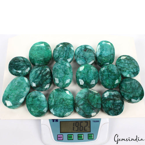 1.96 kilo/16Pcs Natural Colombian Blue Green Emerald Oval Cut Wholesale Gems Lot