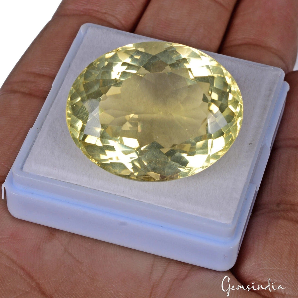 66.50Ct Natural Lemon Citrine Oval Cut Loose Certified Unheated Gemstone, Brazil