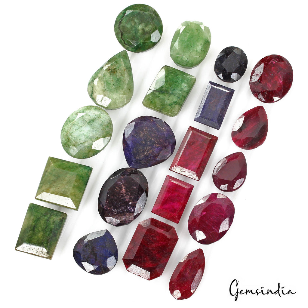 Emerald Lot, Loose Gemstone, Multi Color — 20 Pieces, 18mm to 31mm, 730 Ct, Madagascar