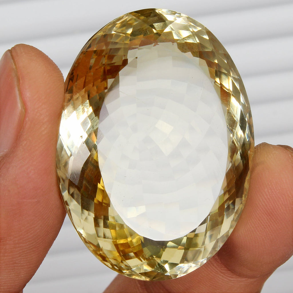 Certified 139.05 Cts Natural Untreated Golden Yellow Citrine Oval Cut Loose Gem