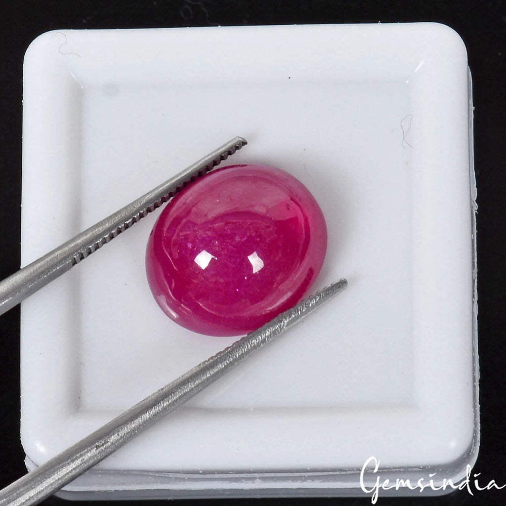 Ruby Cabochon, Heated, Red — 12x10x6mm, 8.30 Ct, Mozambique