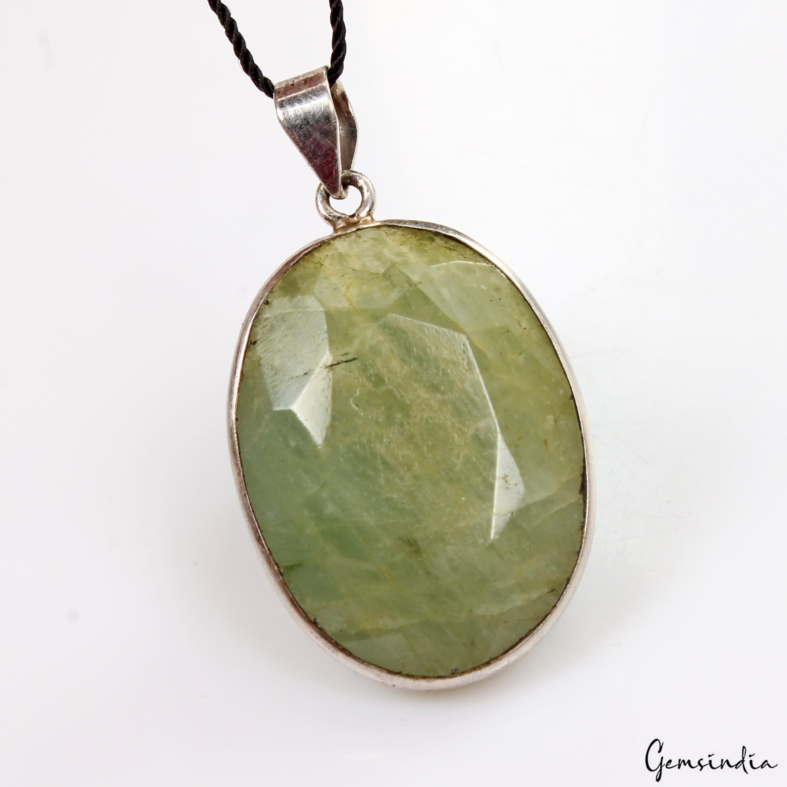 14.06 Gms Natural Aquamarine Beryl Huge 925 Sterling Silver Hand Made Pendant