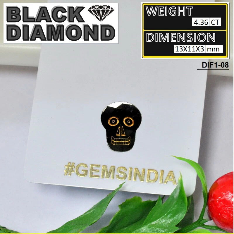 IIGJ Certified 4.36cts Rare Skull Head Shape Black Natural Earth Mined Diamond