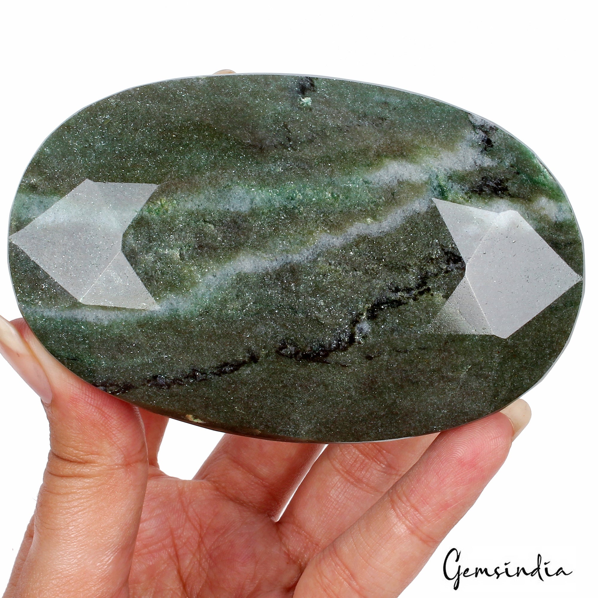 1980 Ct Natural Untreated Green Jasper Oval Faceted Earth Mined Loose Gemstone