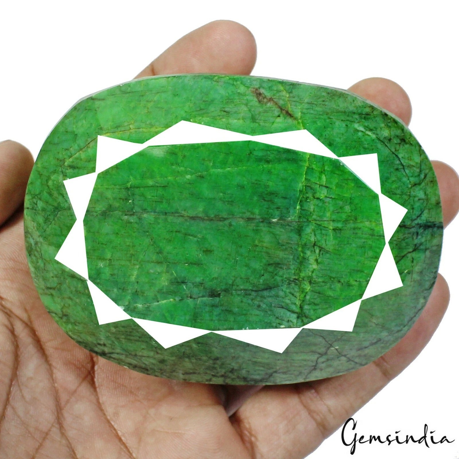 Emerald Loose Gemstone, Oval Faceted cut, Color Enhanced — 93x68x49 mm, 2650 Ct, Brazil
