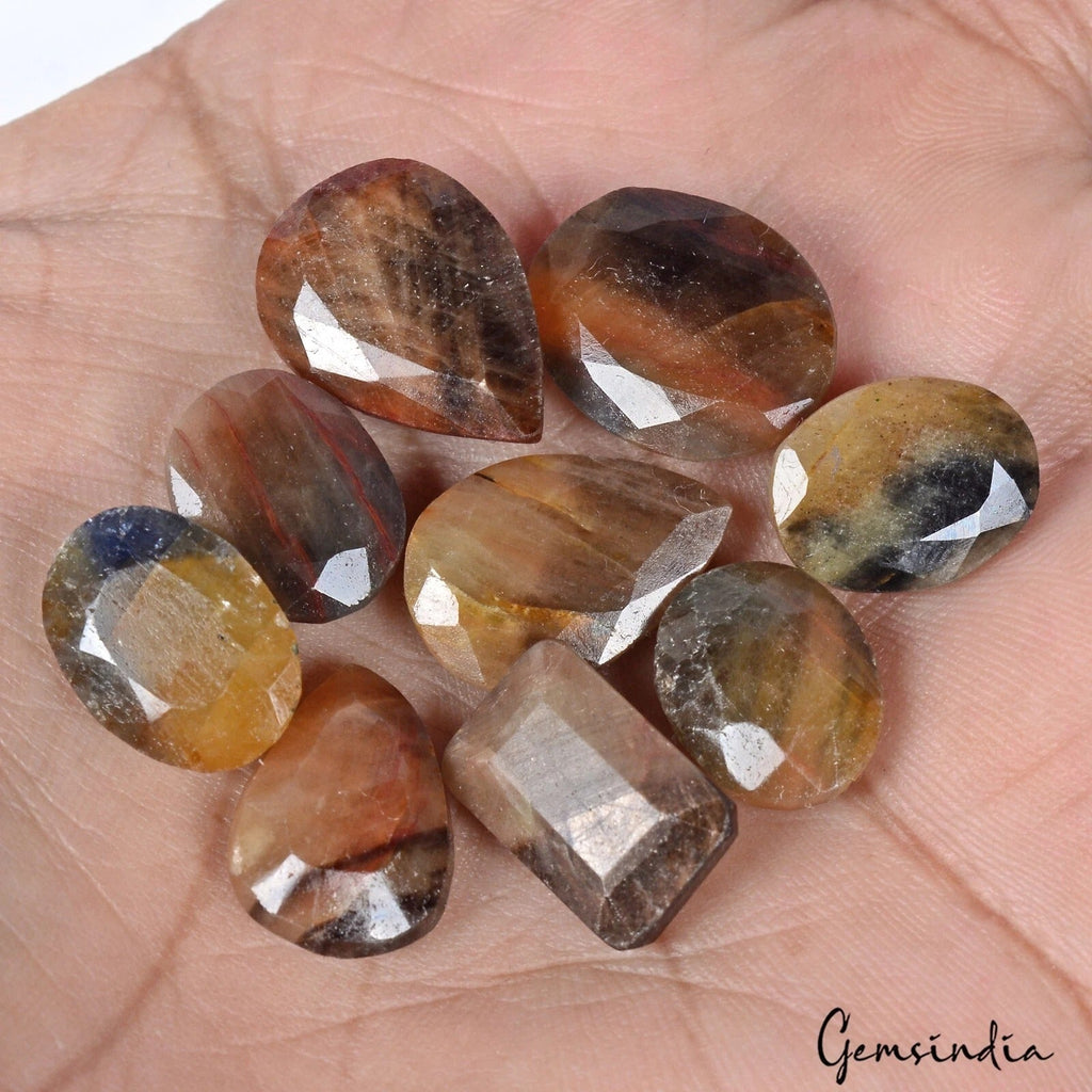 Set 9 Pcs Natural Madagascar Bi Color Sapphire Untreated Mix Cut Loose Gemstones