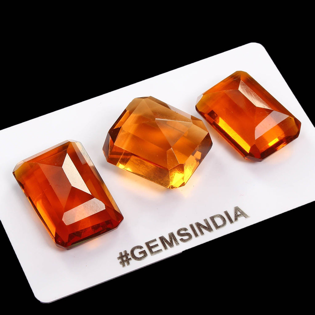 156.70 Ct/3 Pcs Eye Catching Hydro Orange Tourmaline Octagon Cut Gem For Pendant