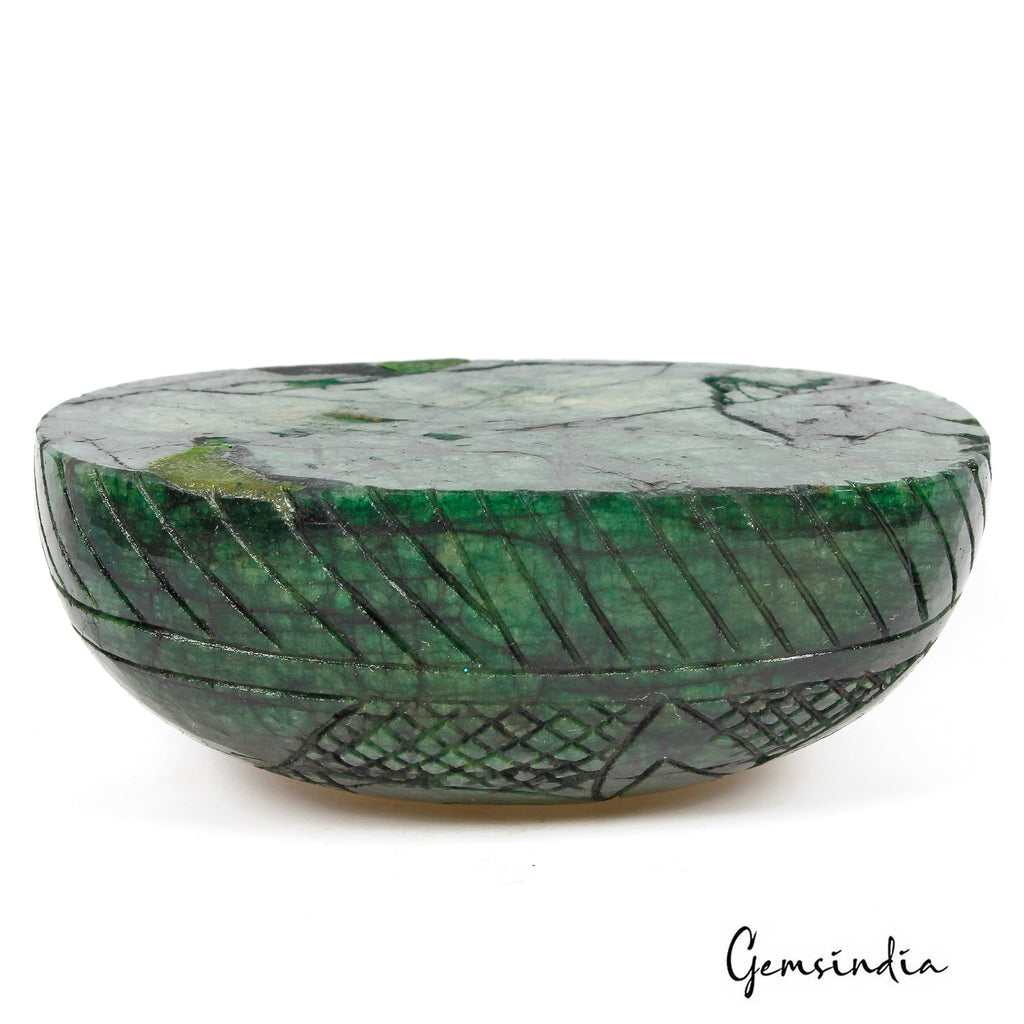 1700 Ct Natural Brazilian Dark Green Emerald Oval Cut Hand Carved Huge Loose Gem