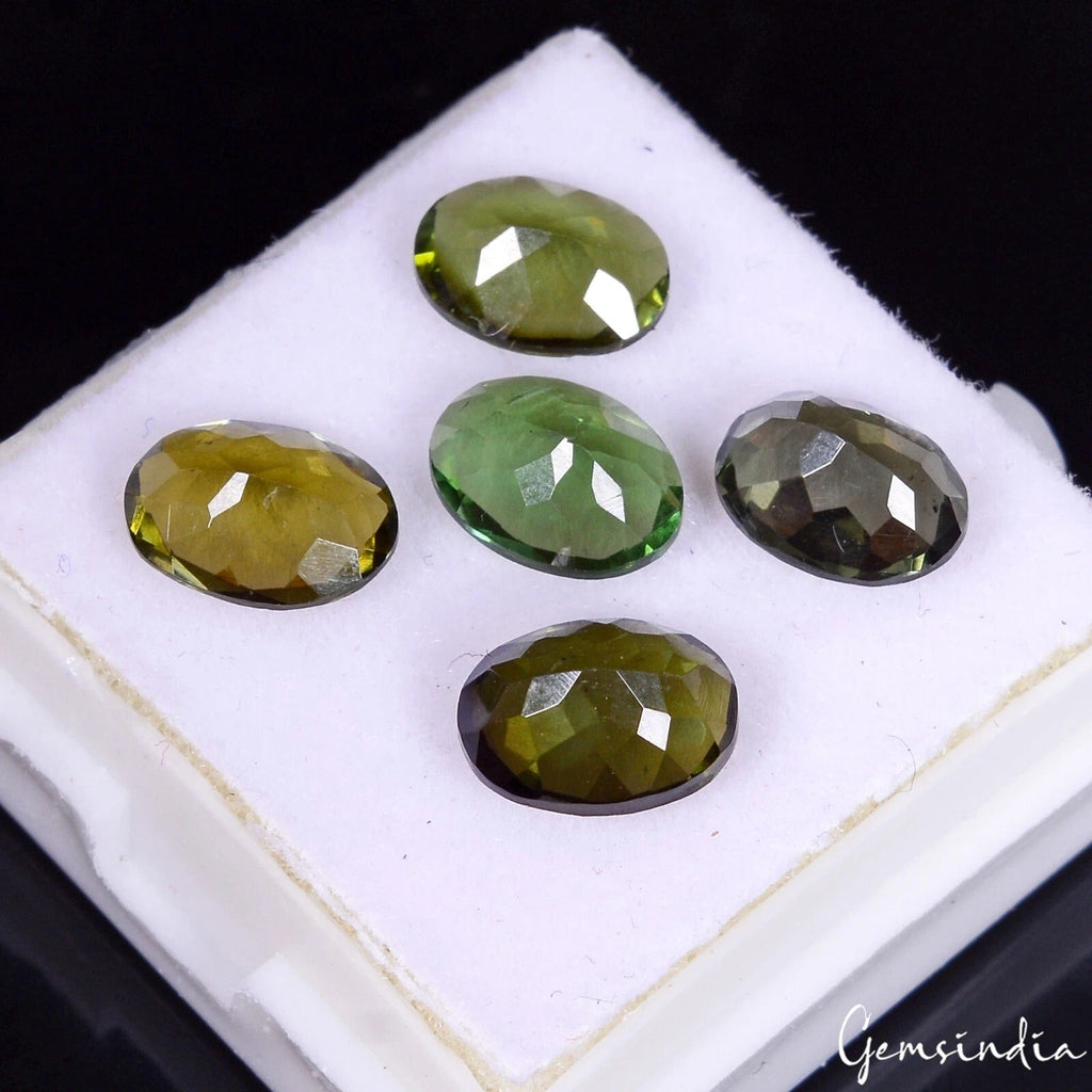 Certified 5.75 Cts/4 Pcs Natural Unheated Green Tourmaline Oval Gems For Jewelry