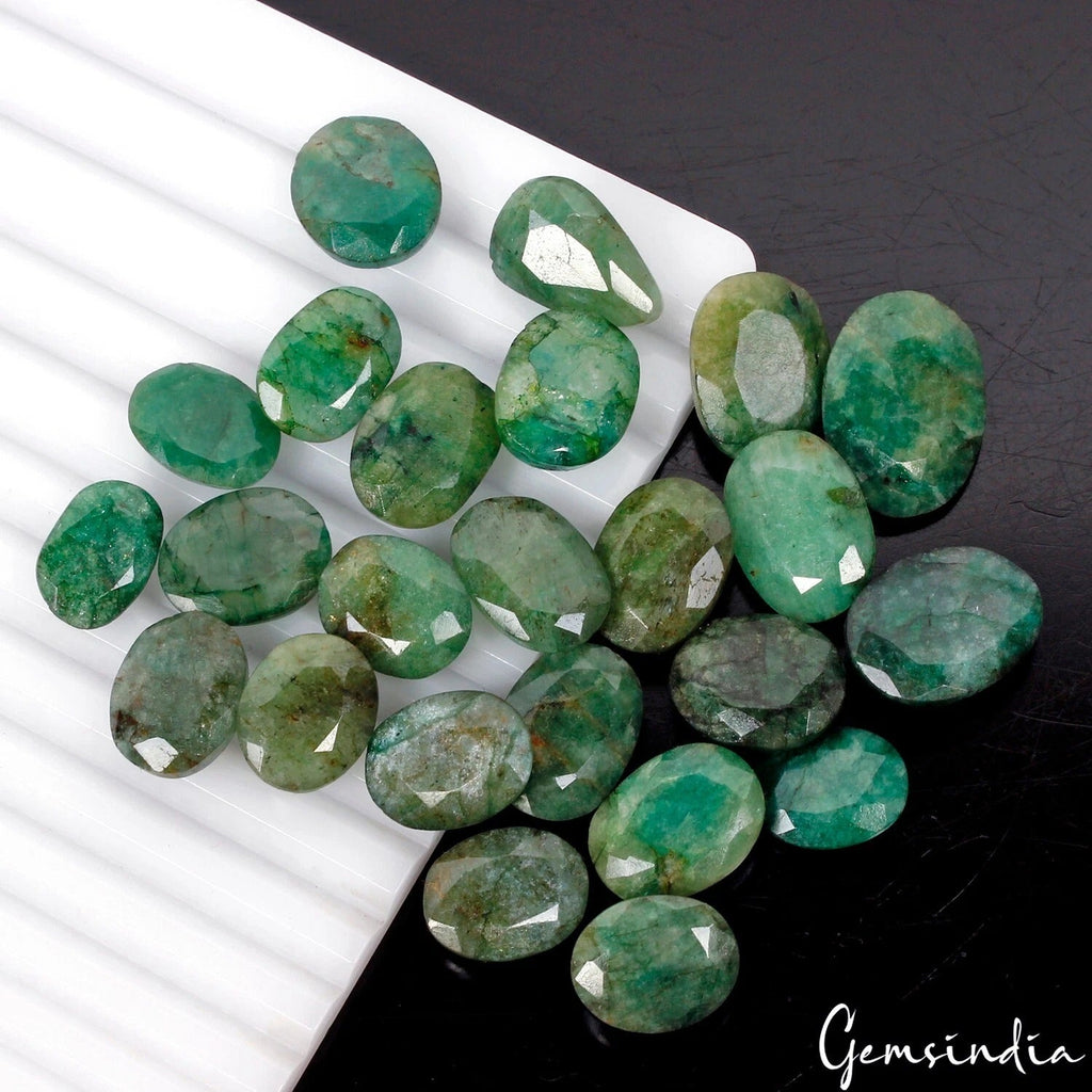 190.60 Cts/24 Pcs Natural Green Brazilian Emerald Mix Cut Loose Gems For Jewelry