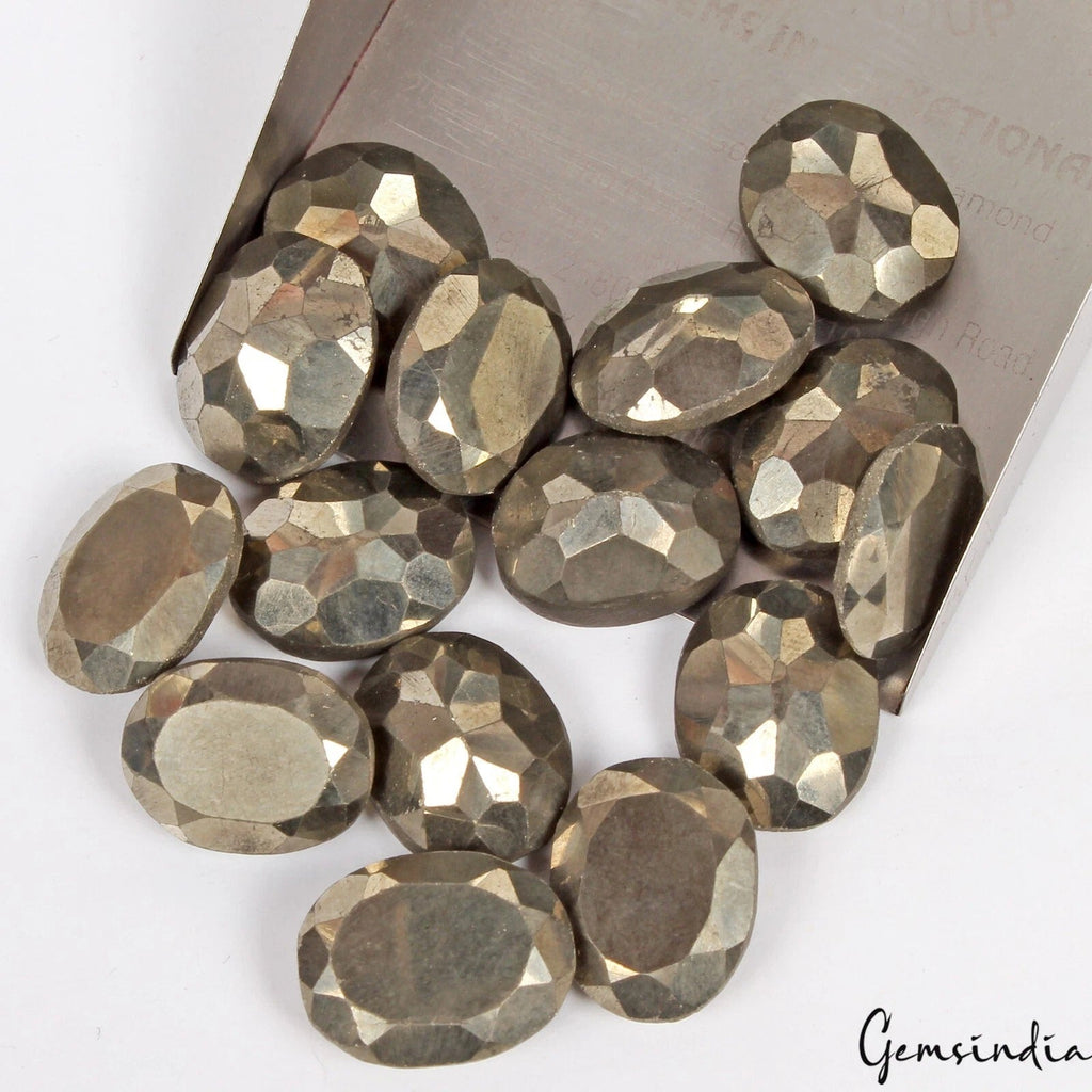 15x12mm Natural Gold Pyrite Untreated Oval Cut Loose Ring Size Gemstones~ 15 Pcs