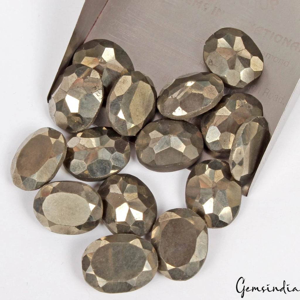 Pyrite Lot, Loose Gemstone, Untreated, Gold — 15 Pieces, 15x12mm, 220 Ct