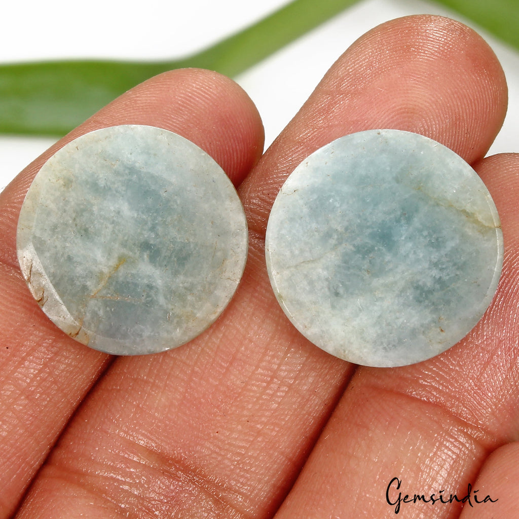 Certified 33.60 Cts/2 Pcs Natural Unheated Blue Aquamarine Round Loose Gems Pair