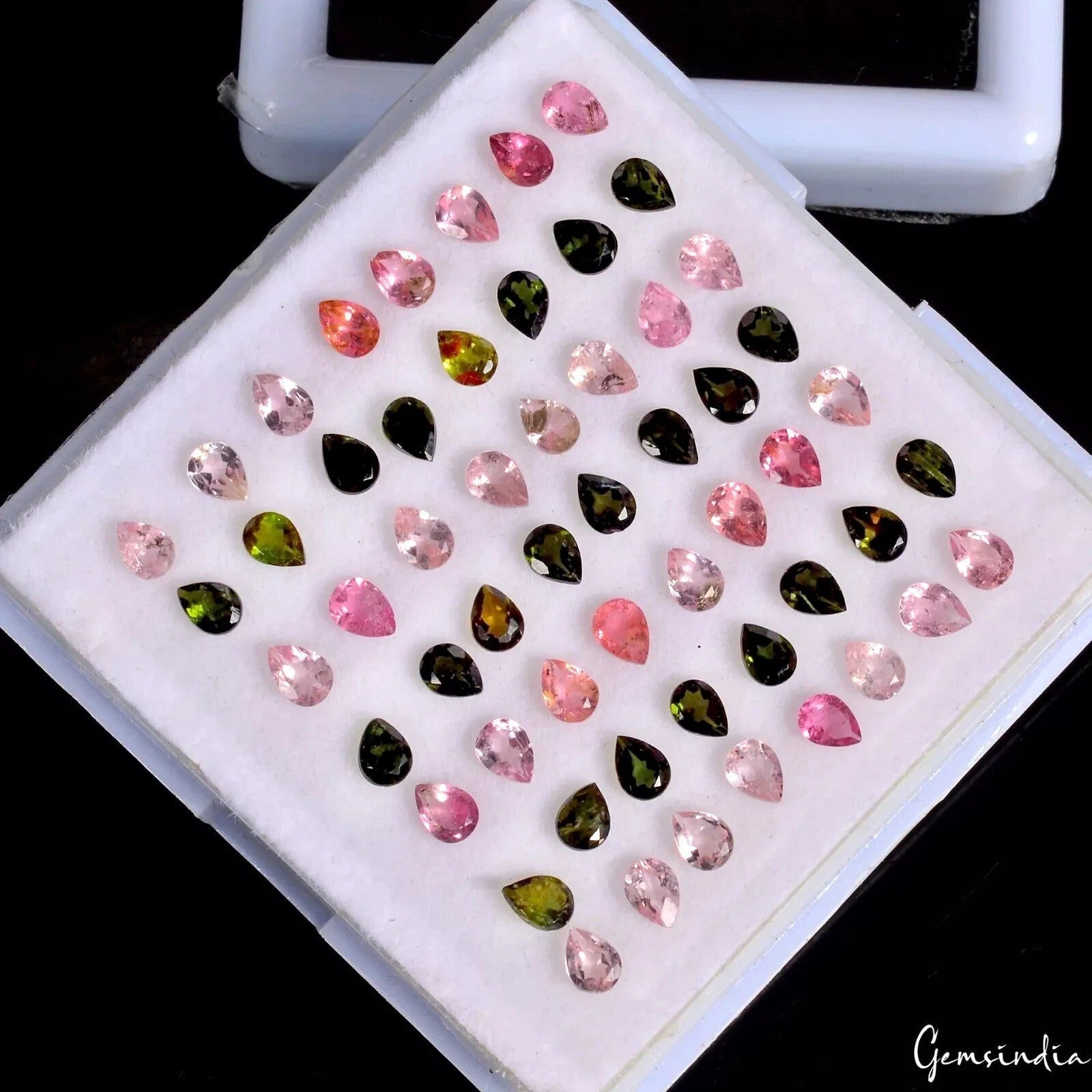 55 Pcs Natural Tourmaline Multi Color 4x3mm Pear Cut Loose Gemstones~ 8.65 Cts