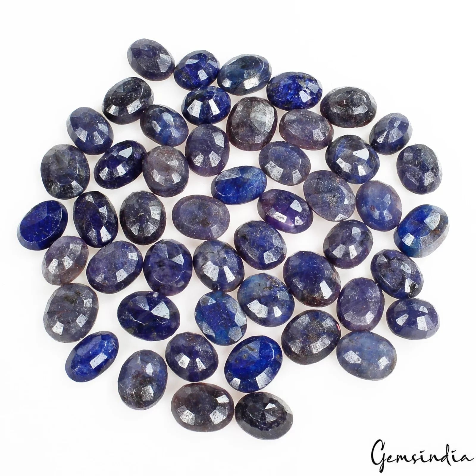 105 Cts/50 Pcs Natural African Blue Sapphire Oval Cut Loose Gems Lot For Jewelry