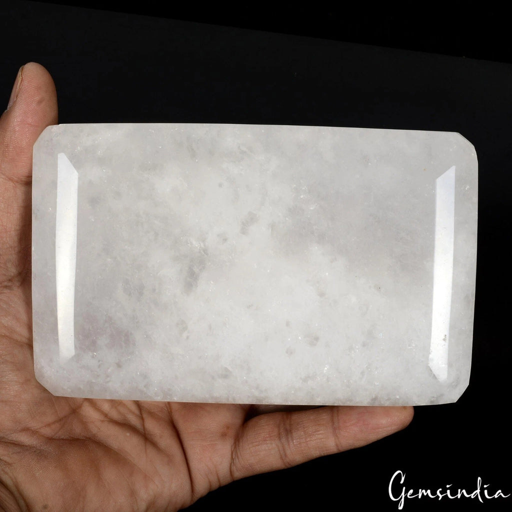 870 Gram 100%Natural HUGE White Quartz Octagon Cut Gemstone Brazil Perfect Shape
