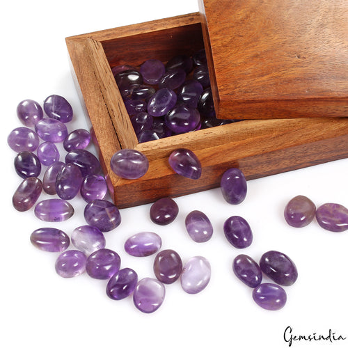 Amethyst Lot, Cabochon, Untreated, Purple — 68 Pieces, 10mm to 14mm, 310.00 Ct