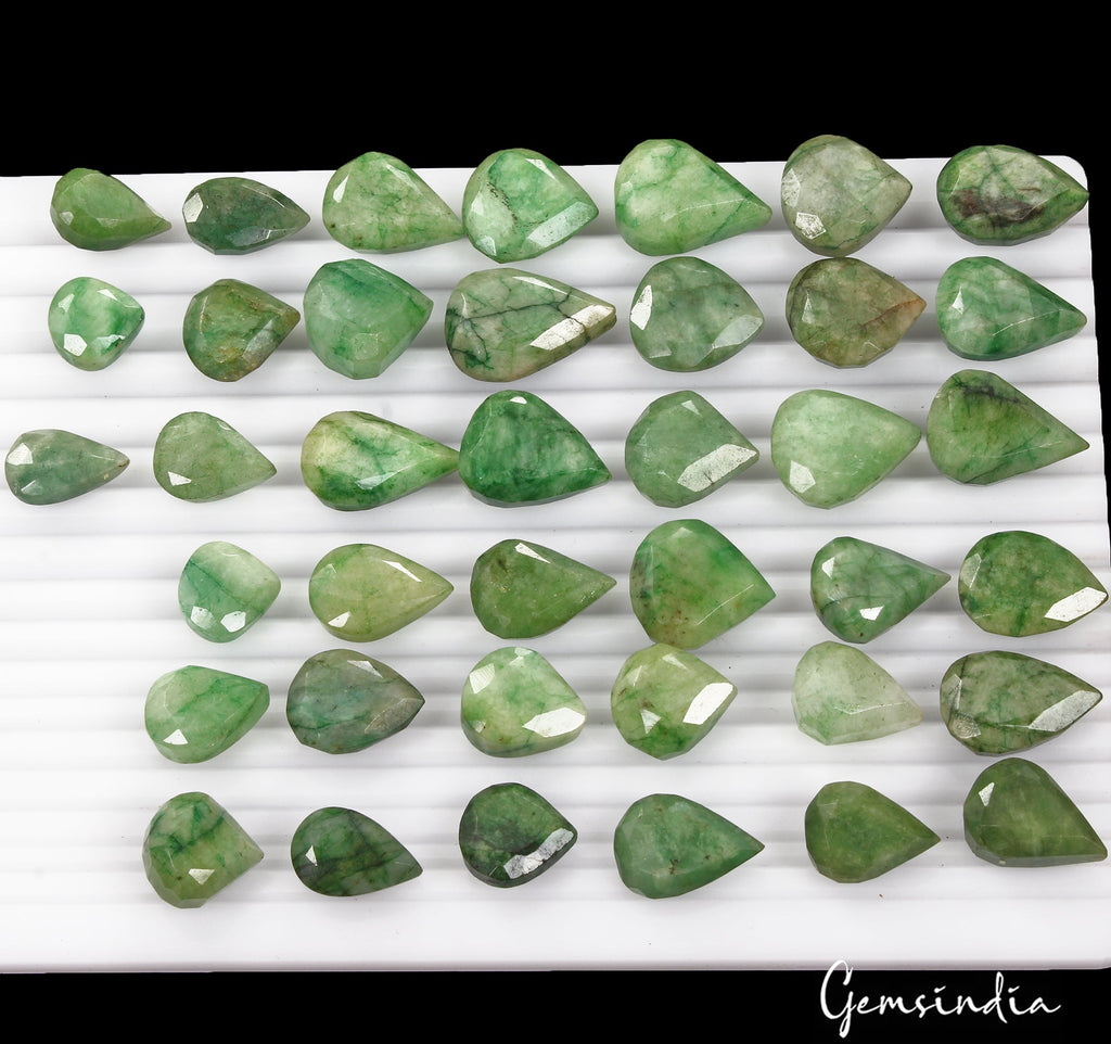 660 Ct/39 Pcs Natural Brazilian Green Emerald Pear 14mm-24mm Gems For Jewelry