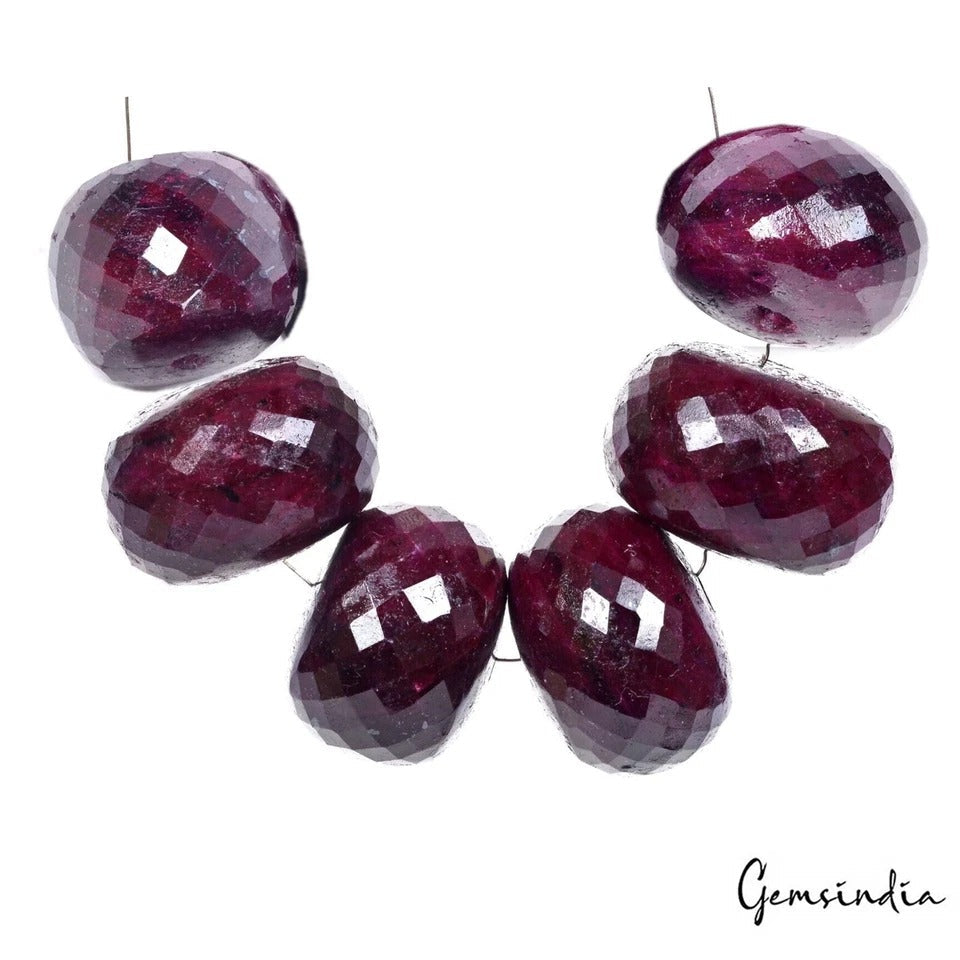 25-29mm Natural Dark Red Ruby Beads AAA Round Checker Cut Loose Gems Lot 1100 Ct