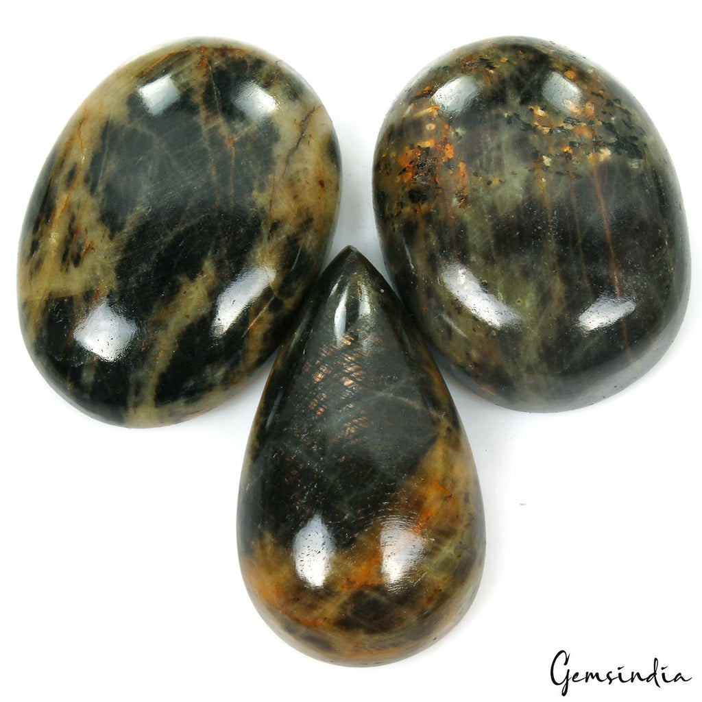1030 Ct Natural Untreated Black Sapphire Mixed Cab Loose Wholesale Gems 49-53mm