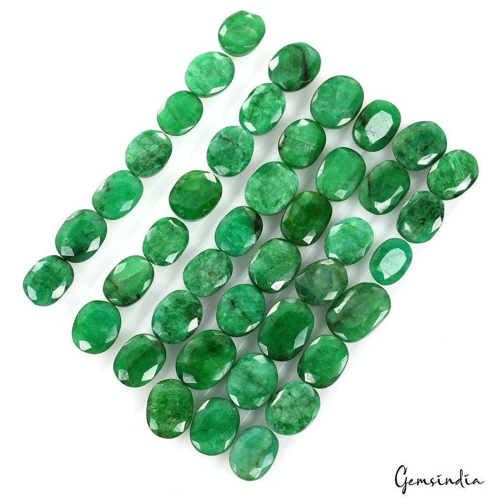 500 Ct Natural Finest Green Emerald Oval Cut Faceted Loose Wholesale Gems Lot 42