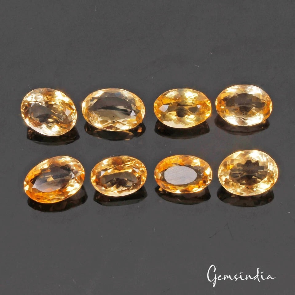 Citrine Lot, Loose Gemstone, Untreated, Yellow — 8 Pieces, 13mm to 15mm, 56.00 Ct
