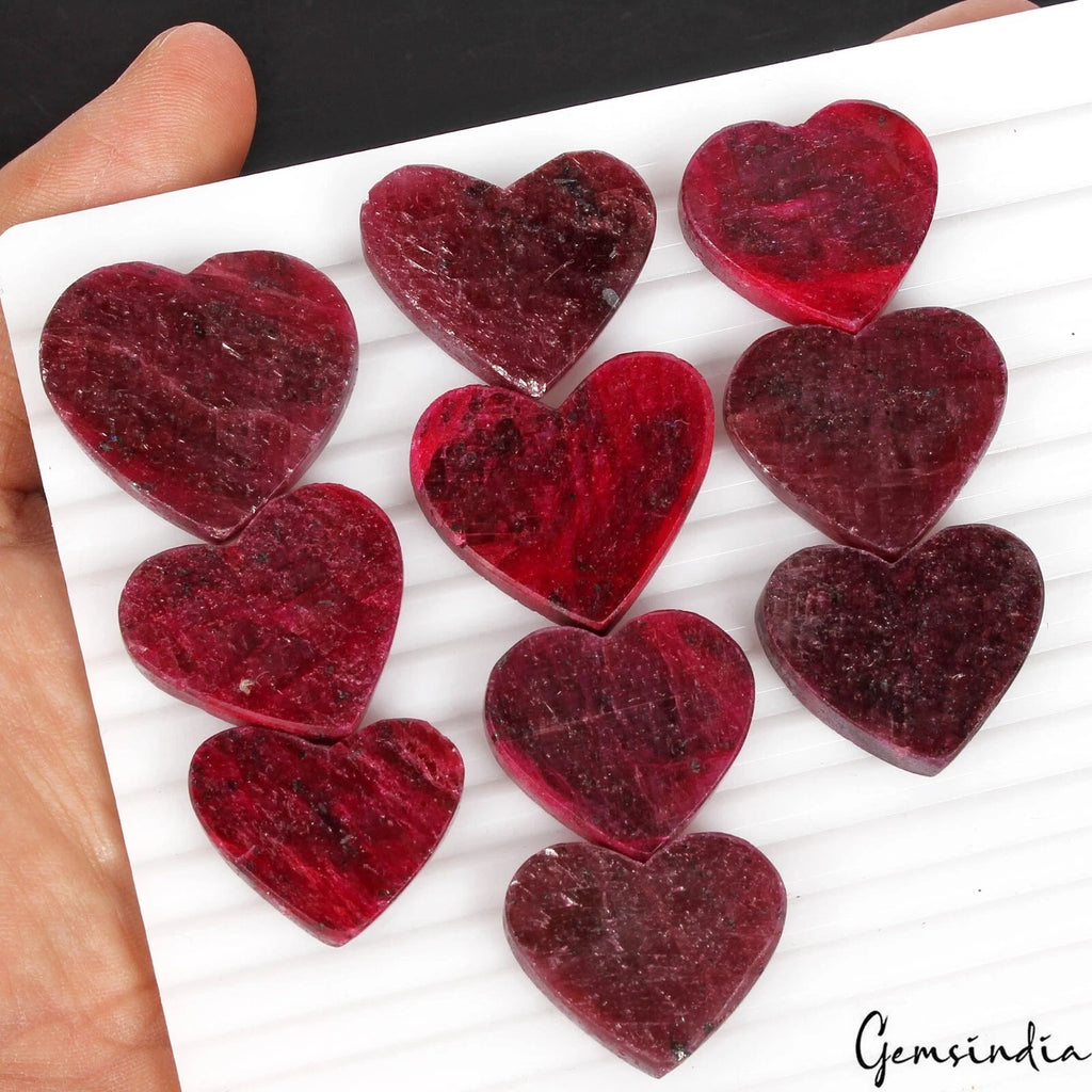 Ruby Lot, Cabochon, Color Enhanced, Red — 10 Pieces, 22mm to 30mm, 600 Ct