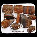 530 Cts/10 Pcs Natural Untreated Brown Iron Tiger Eye Mixed Cab Loose Gems Lot