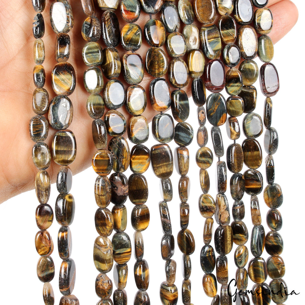 1160 Cts/12 Pcs/13"Each Natural Untreated Tiger Eye Oval Cab Bead Strands
