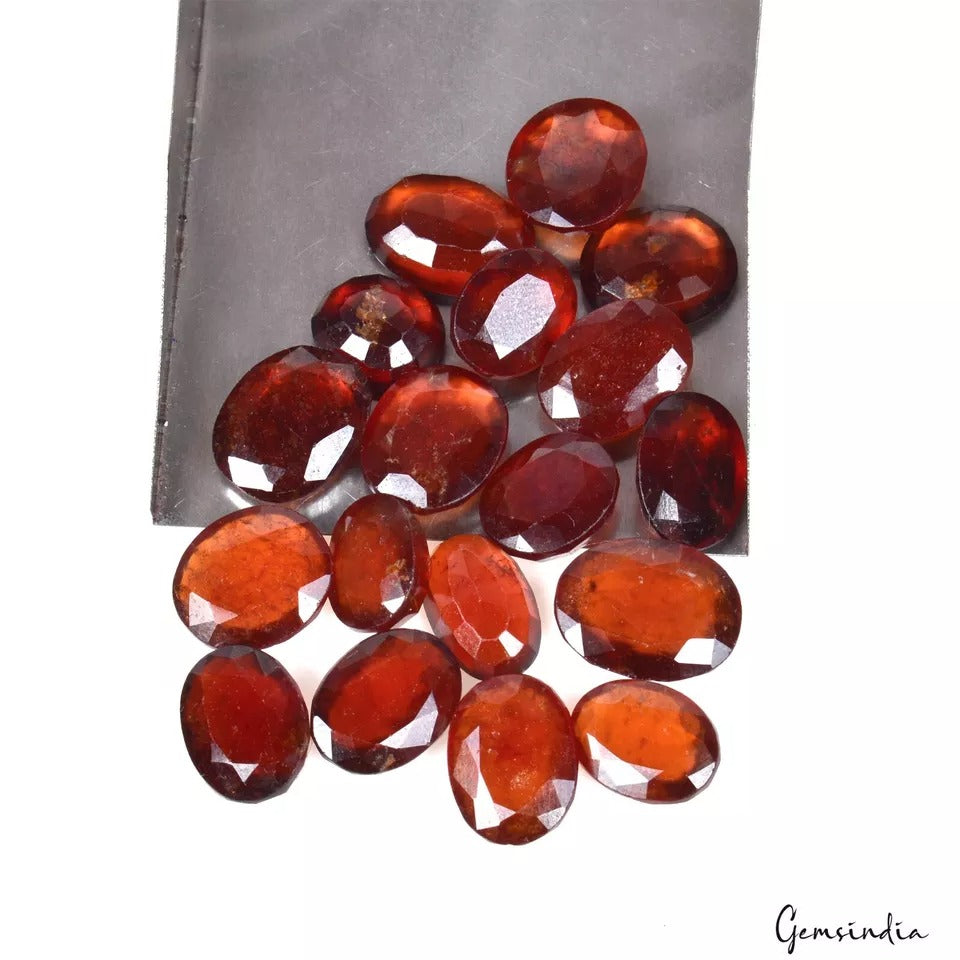 74+Ct/18 Pcs Natural Untreated Orange Sri Lankan Hessonite Garnet Oval Loose Gem