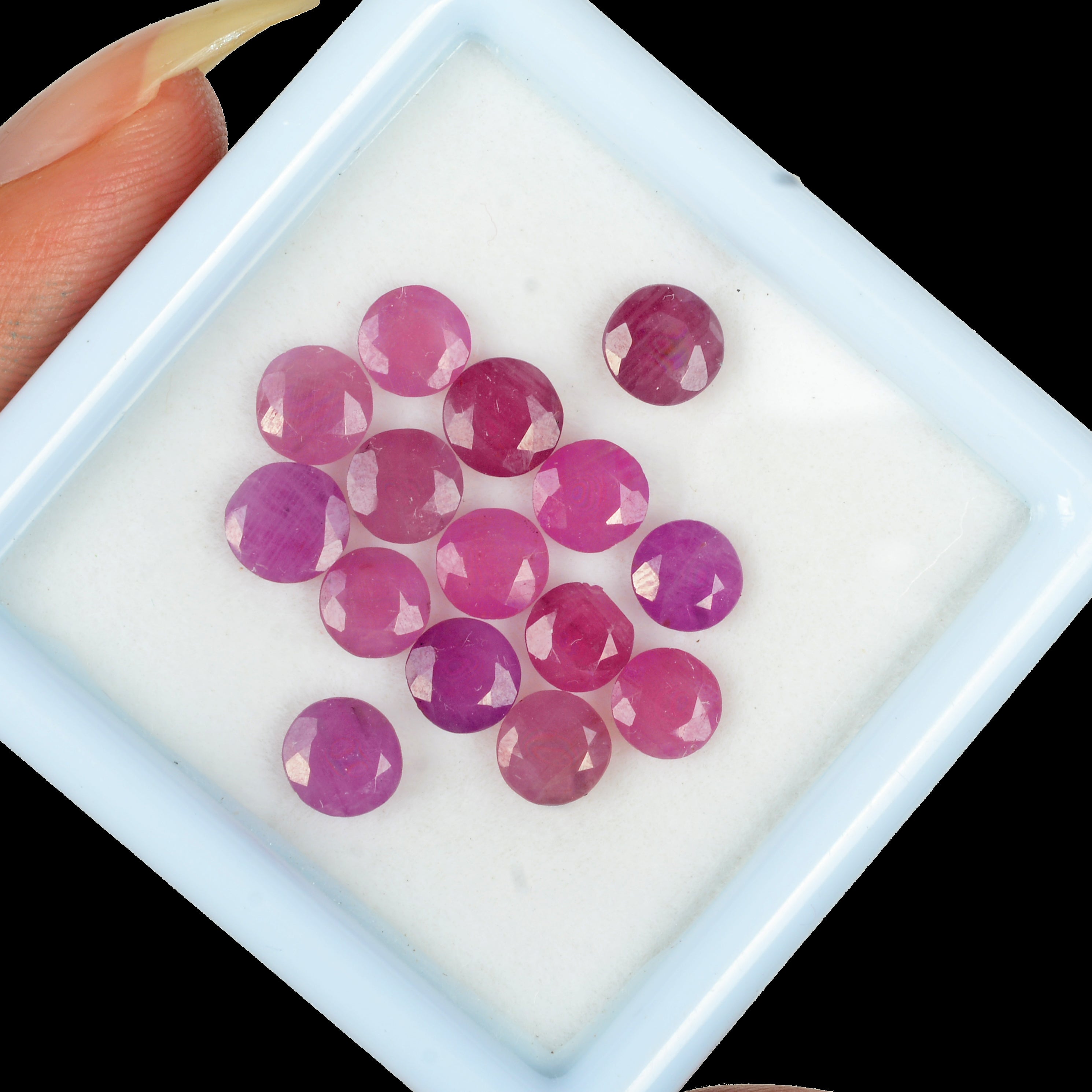 11.50 Cts/15 Pcs Natural Pink Red Ruby Round Calibrated 5mm Loose Gems For Jewel