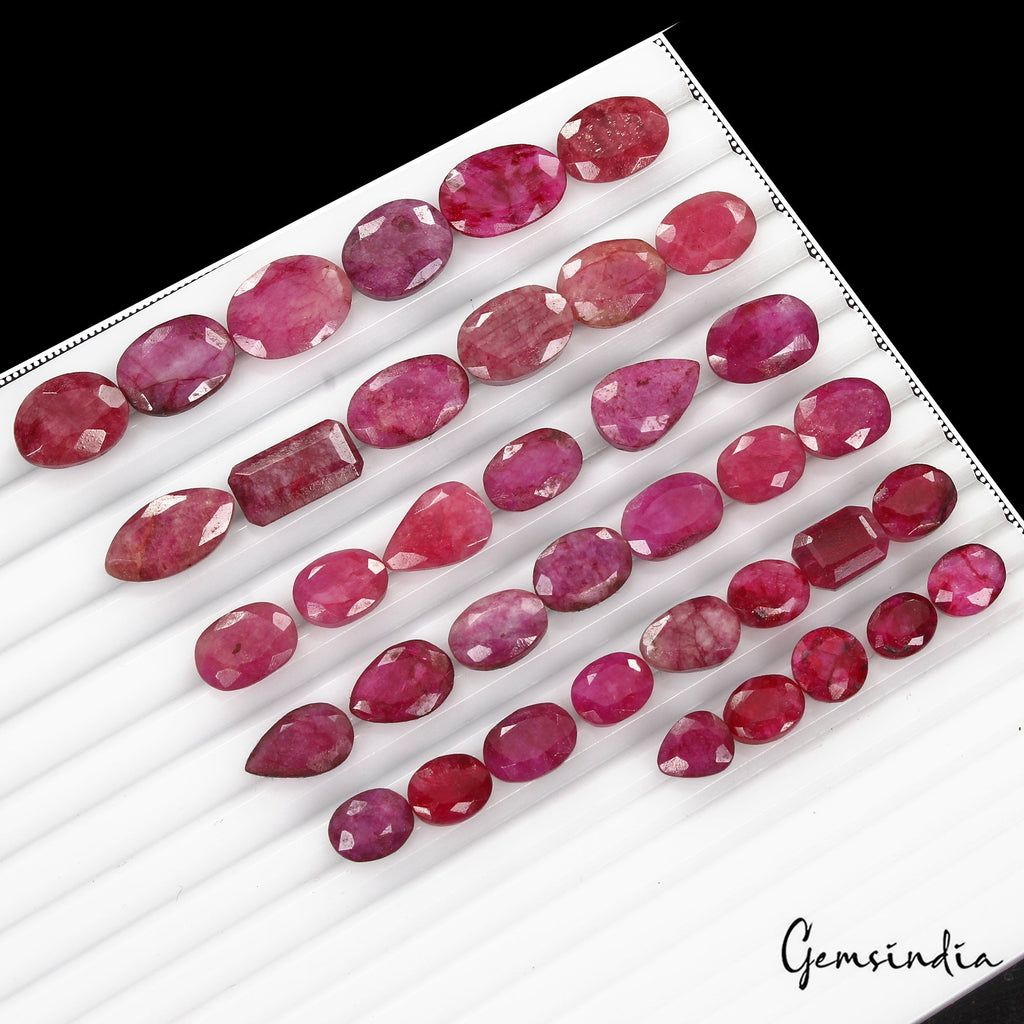 188.60 Cts/13 Pcs Natural USA Red Beryl Bixbite Mix Cut Loose Gems For Jewelry