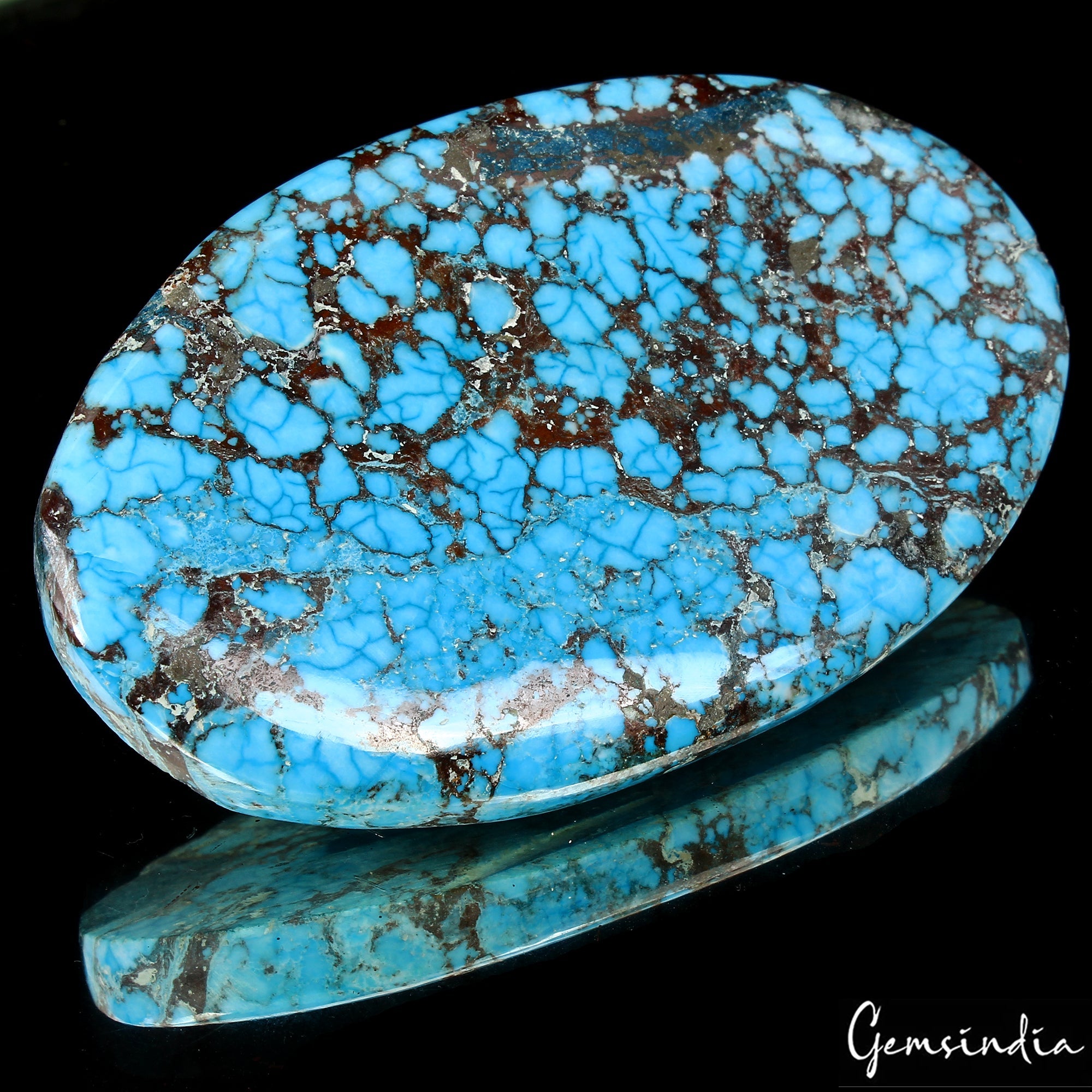 280 Ct Blue Spiderweb Turquoise Oval Cabochon Arizona Loose Huge Gems From U.S