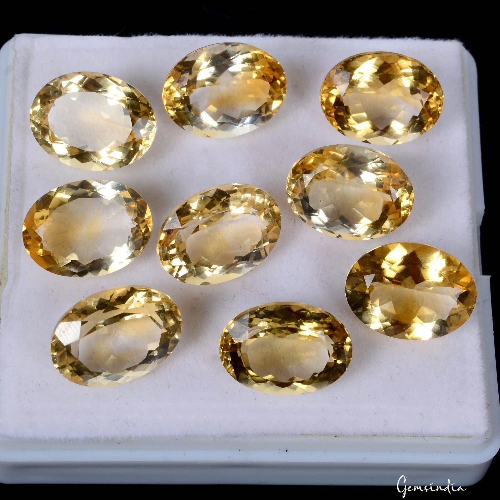 80.20 Ct Natural Yellow Citrine Oval Cut Loose Faceted 15x11mm Gemstones Lot 9Pc