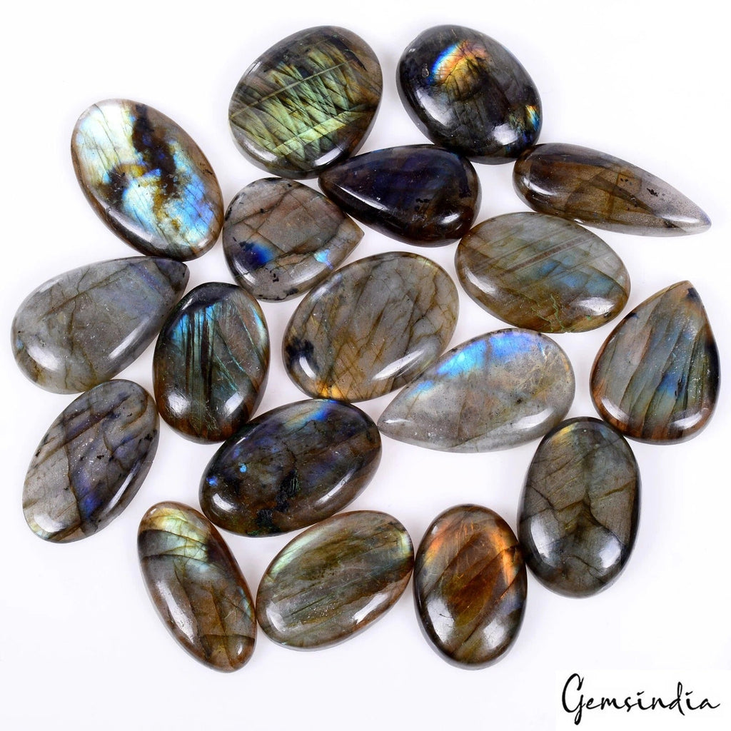 500 Ct Natural Untreated Blue Yellow Shine Labradorite Mix Cabochon Loose Gems