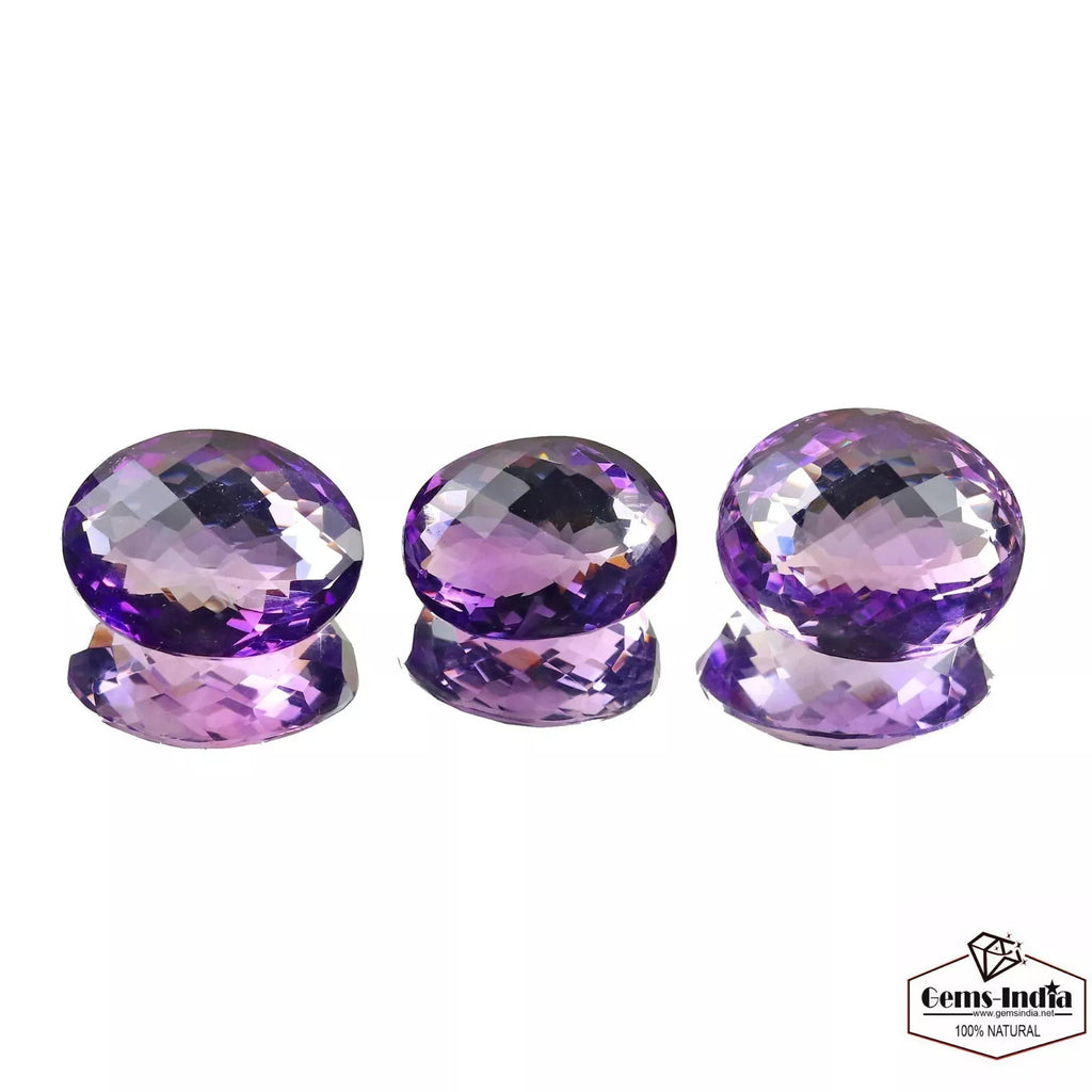 Amethyst Lot, Loose Gemstone, Untreated, Purple — 3 Pieces, 18mm to 20mm, 62.40 Ct, Brazil