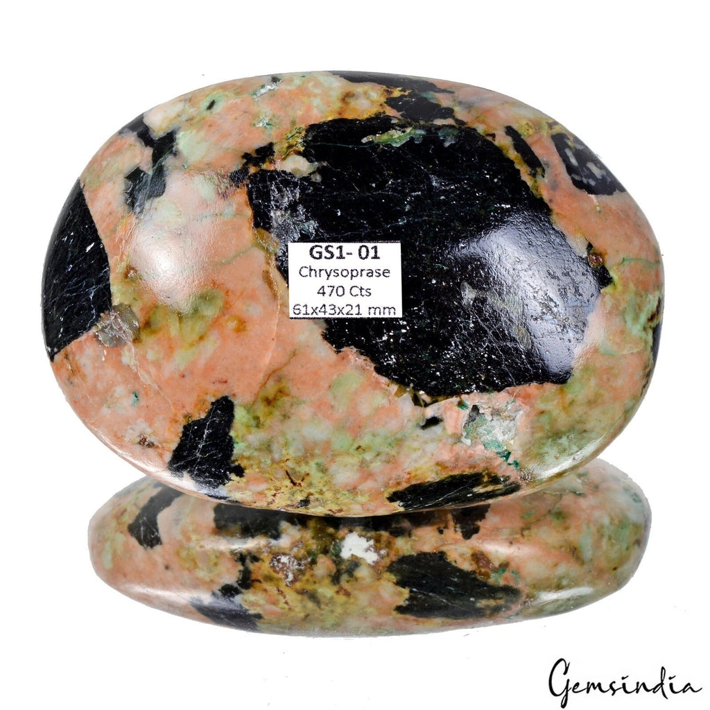 470 Ct Natural Untreated Bi Color Chrysoprase Oval Cabochon Huge Palm Soap Stone