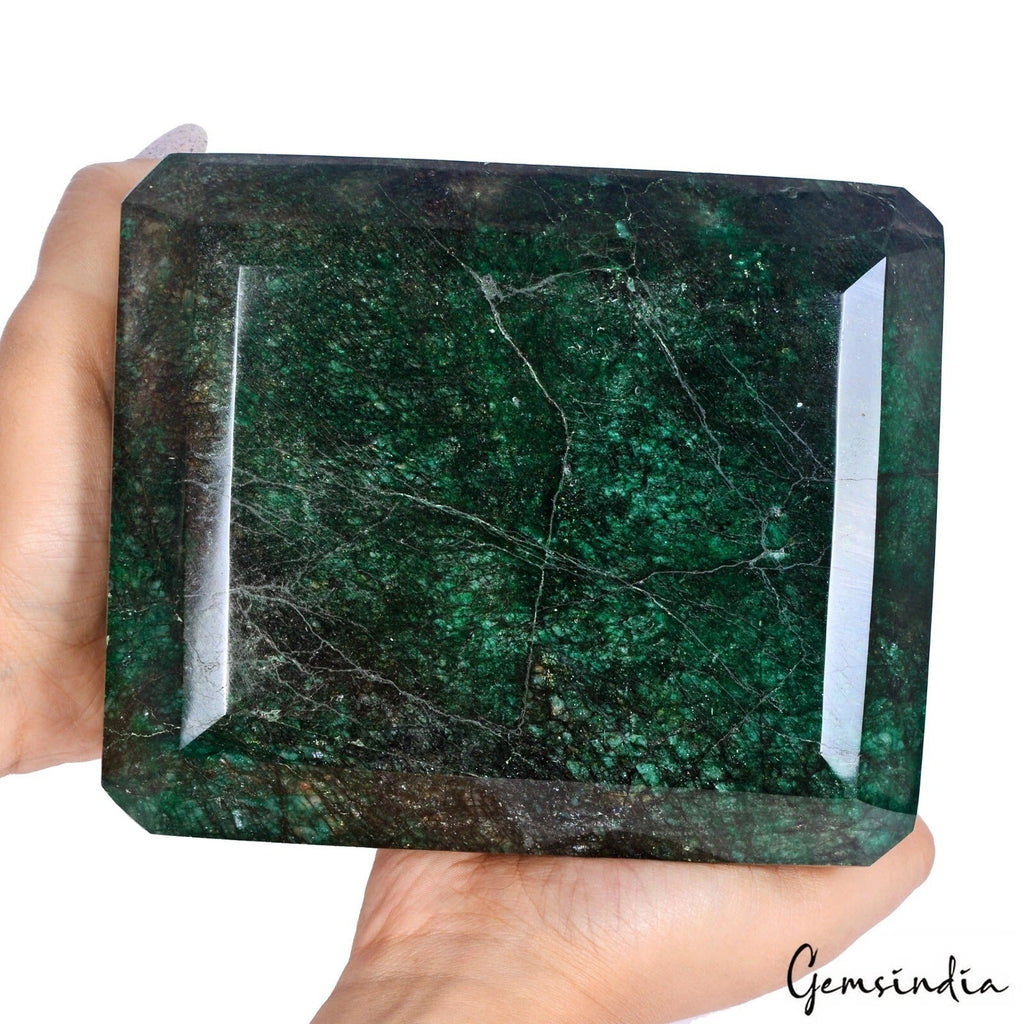 3.7 kilo Natural Emerald Museum Huge Size Octagon Cut Certified Large Gemstone