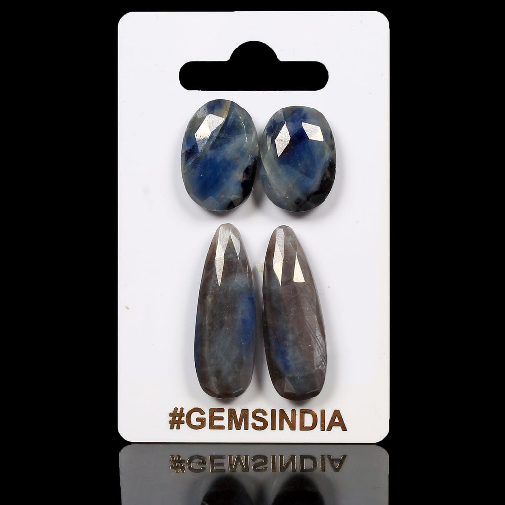 Certified 2 Pair Untreated Sapphire Rose Checker Cut Matching Pair For Earrings